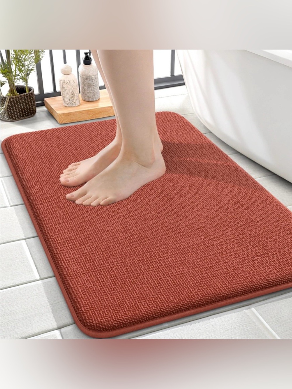 BATH MAT Ultra-Soft Velvety Memory Foam Rectangular 24x16” RUST